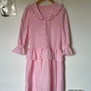 Sandy Liang/Molly Goddard-style vintage pink ruffle collar dress, size S/M